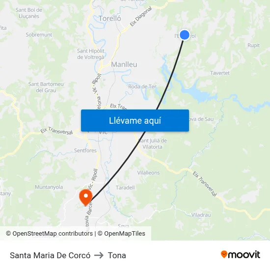 Santa Maria De Corcó to Tona map
