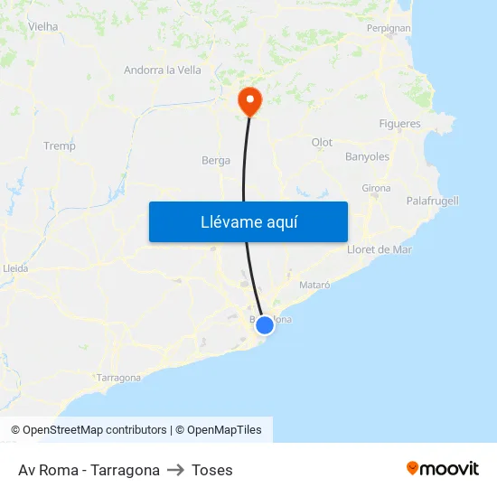 Av Roma - Tarragona to Toses map