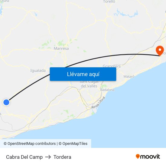 Cabra Del Camp to Tordera map