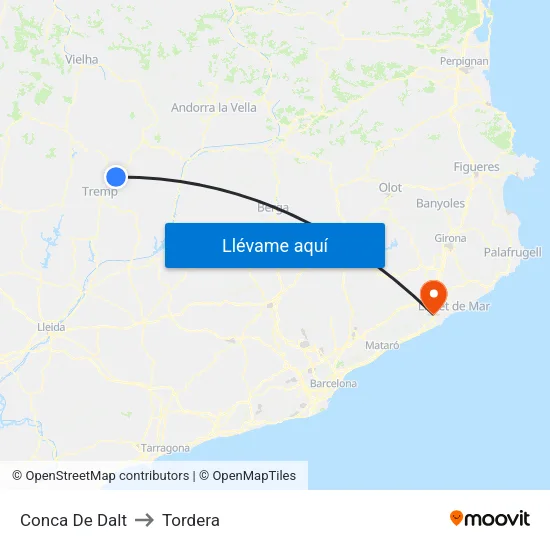 Conca De Dalt to Tordera map