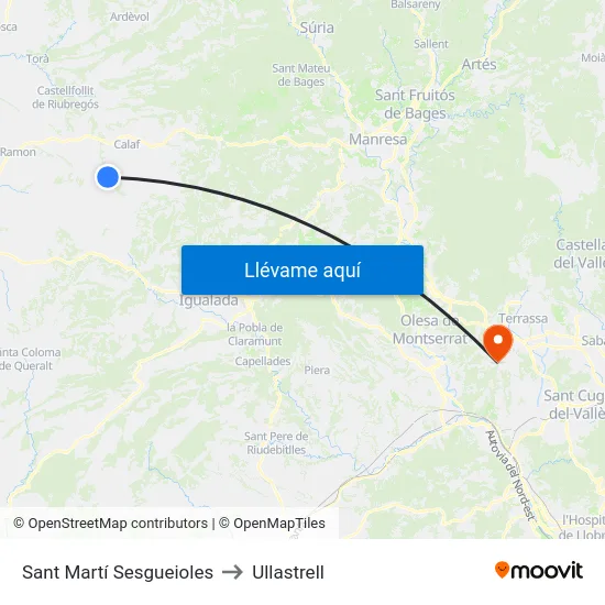 Sant Martí Sesgueioles to Ullastrell map