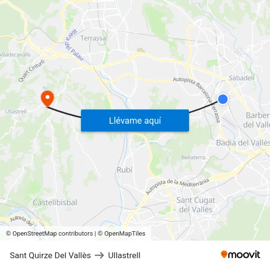 Sant Quirze Del Vallès to Ullastrell map