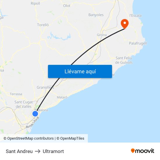 Sant Andreu to Ultramort map