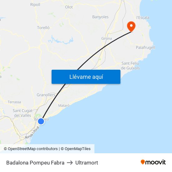 Badalona Pompeu Fabra to Ultramort map