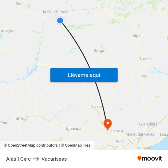 Alàs I Cerc to Vacarisses map