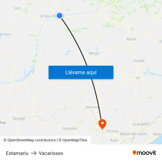 Estamariu to Vacarisses map