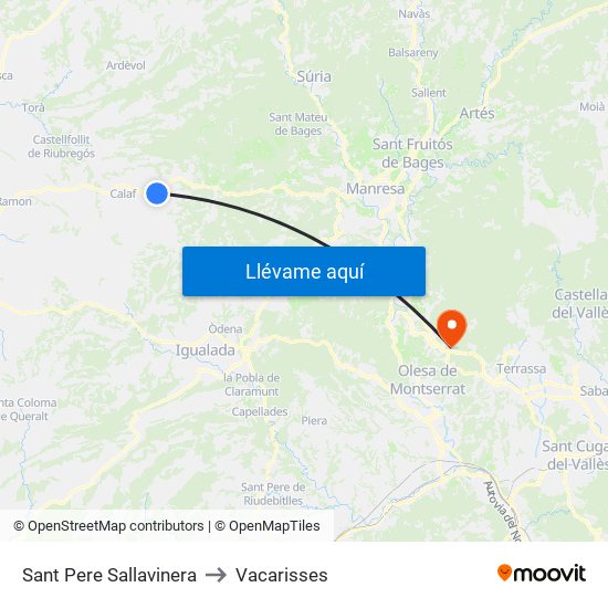 Sant Pere Sallavinera to Vacarisses map