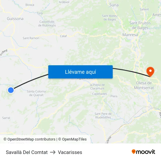 Savallà Del Comtat to Vacarisses map