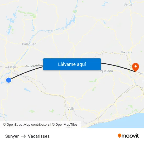 Sunyer to Vacarisses map