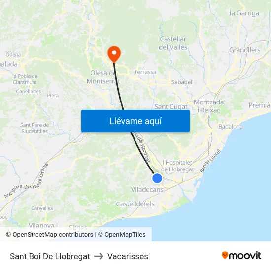 Sant Boi De Llobregat to Vacarisses map