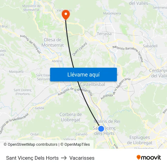 Sant Vicenç Dels Horts to Vacarisses map
