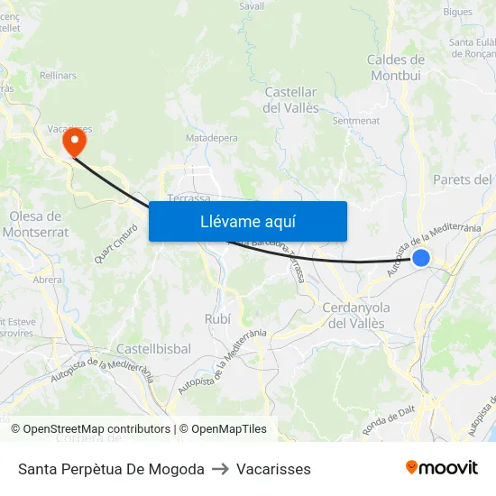 Santa Perpètua De Mogoda to Vacarisses map