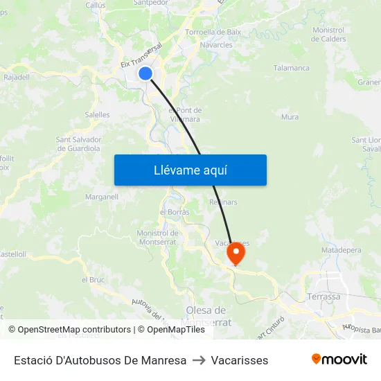 Estació D'Autobusos De Manresa to Vacarisses map