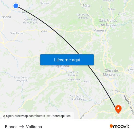 Biosca to Vallirana map