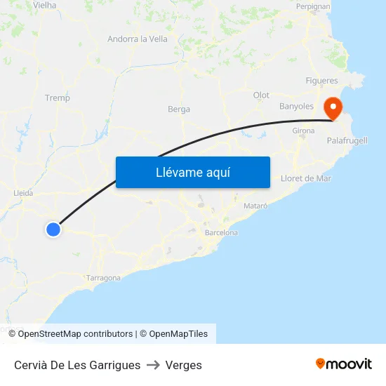 Cervià De Les Garrigues to Verges map