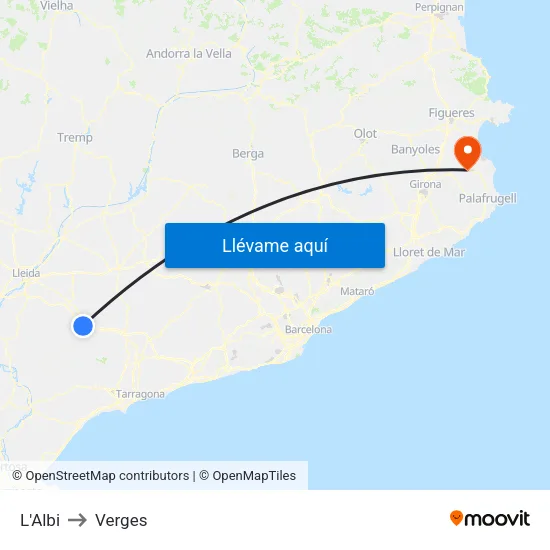 L'Albi to Verges map