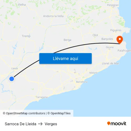 Sarroca De Lleida to Verges map