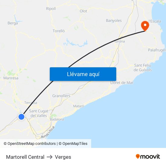 Martorell Central to Verges map