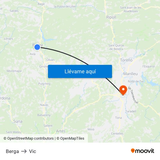 Berga to Vic map