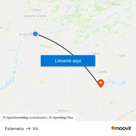 Estamariu to Vic map
