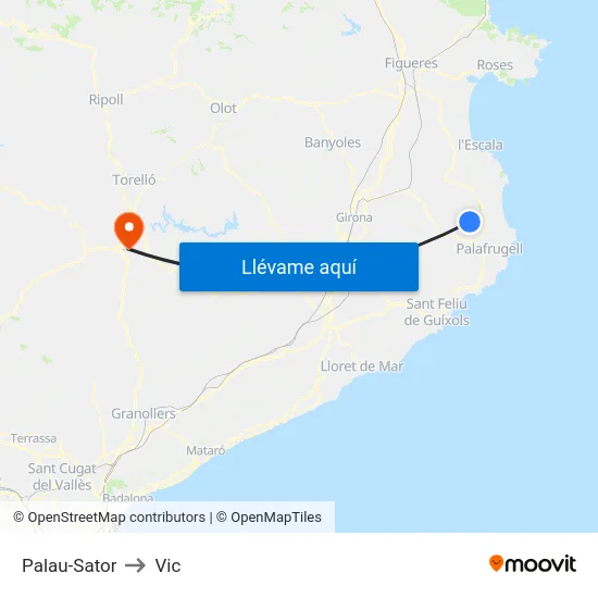 Palau-Sator to Vic map