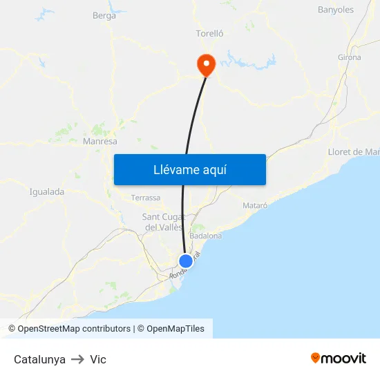Catalunya to Vic map