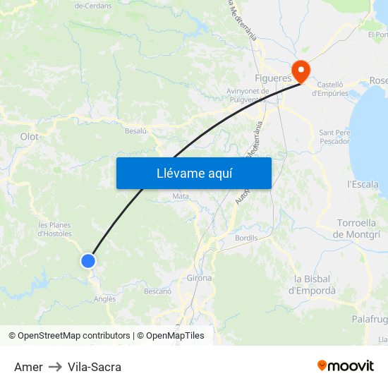 Amer to Vila-Sacra map