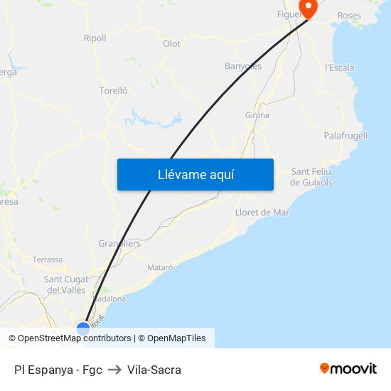 Pl Espanya - Fgc to Vila-Sacra map