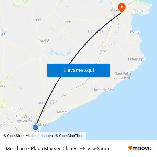 Meridiana - Plaça Mossèn Clapés to Vila-Sacra map