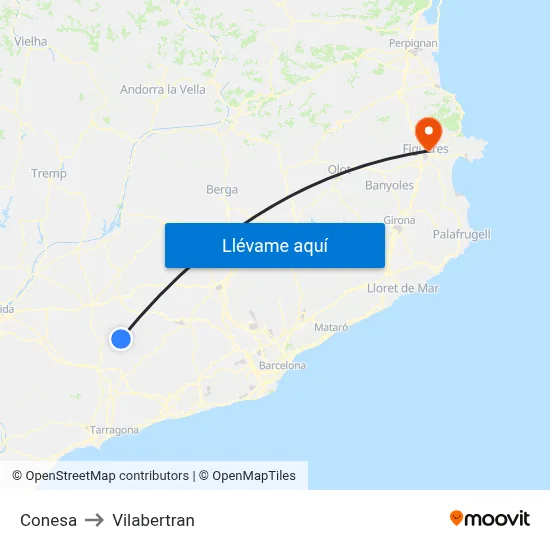Conesa to Vilabertran map
