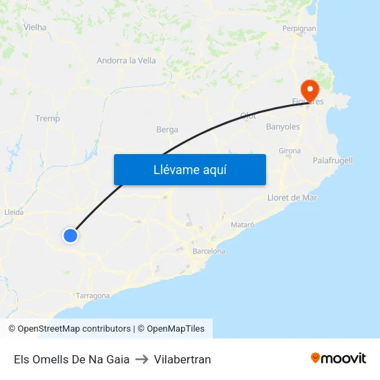 Els Omells De Na Gaia to Vilabertran map