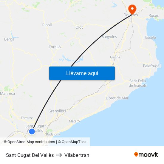 Sant Cugat Del Vallès to Vilabertran map