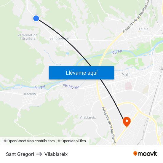 Sant Gregori to Vilablareix map