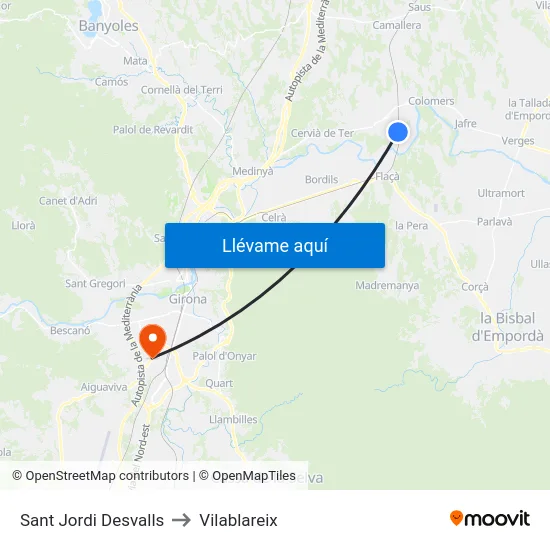 Sant Jordi Desvalls to Vilablareix map