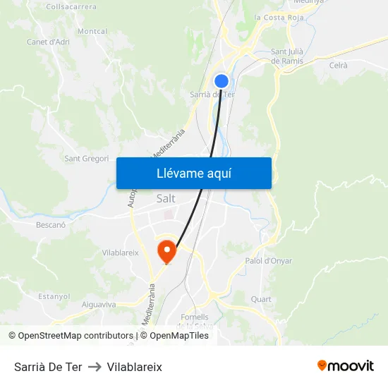 Sarrià De Ter to Vilablareix map