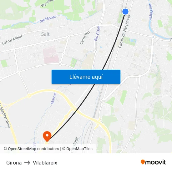 Girona to Vilablareix map