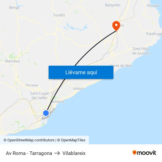 Av Roma - Tarragona to Vilablareix map