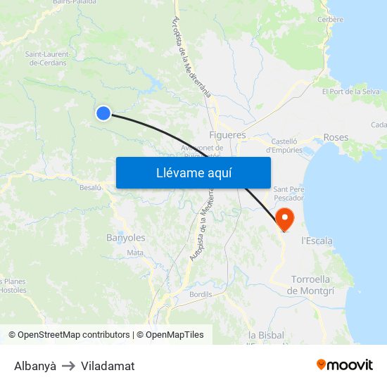 Albanyà to Viladamat map