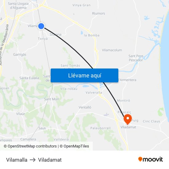 Vilamalla to Viladamat map