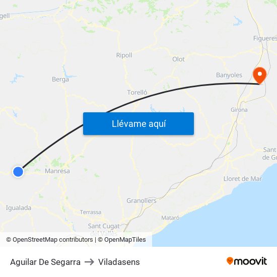 Aguilar De Segarra to Viladasens map