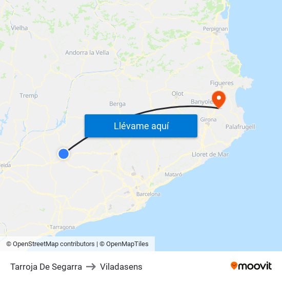 Tarroja De Segarra to Viladasens map