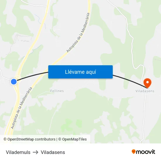 Vilademuls to Viladasens map
