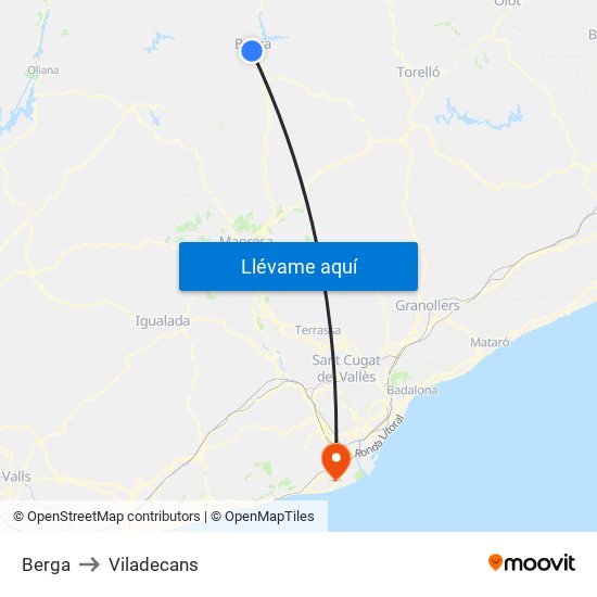 Berga to Viladecans map