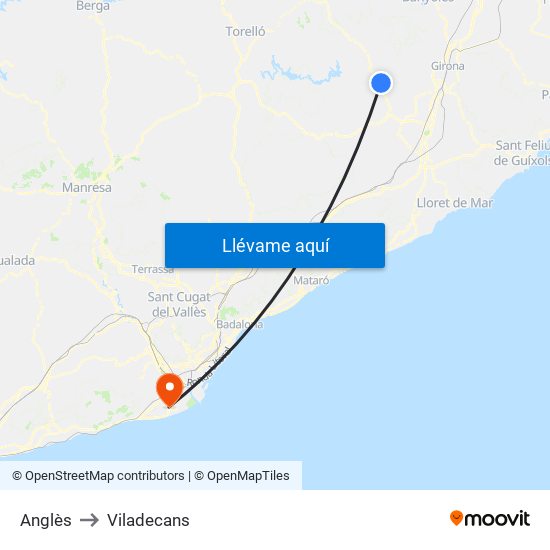 Anglès to Viladecans map