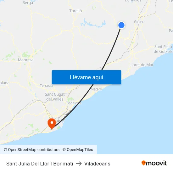 Sant Julià Del Llor I Bonmatí to Viladecans map