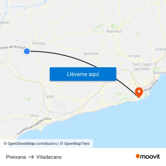 Preixana to Viladecans map