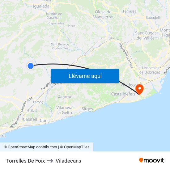 Torrelles De Foix to Viladecans map