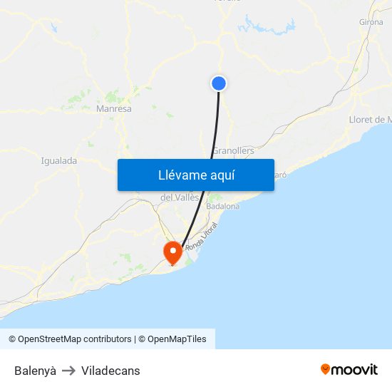 Balenyà to Viladecans map