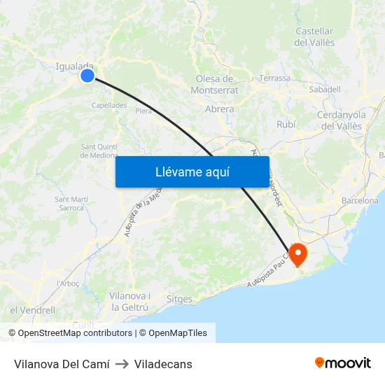 Vilanova Del Camí to Viladecans map