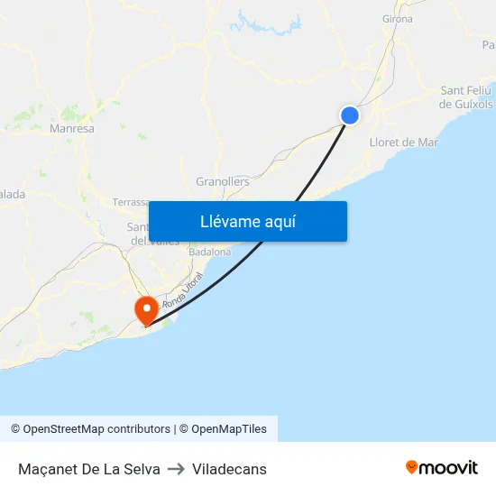 Maçanet De La Selva to Viladecans map